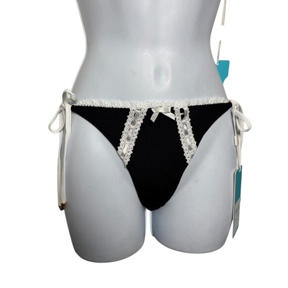 Beach Bunny Maddie Bikini Set Top: Medium & Tie Side Bottom: Small Black NWT - Picture 4 of 9